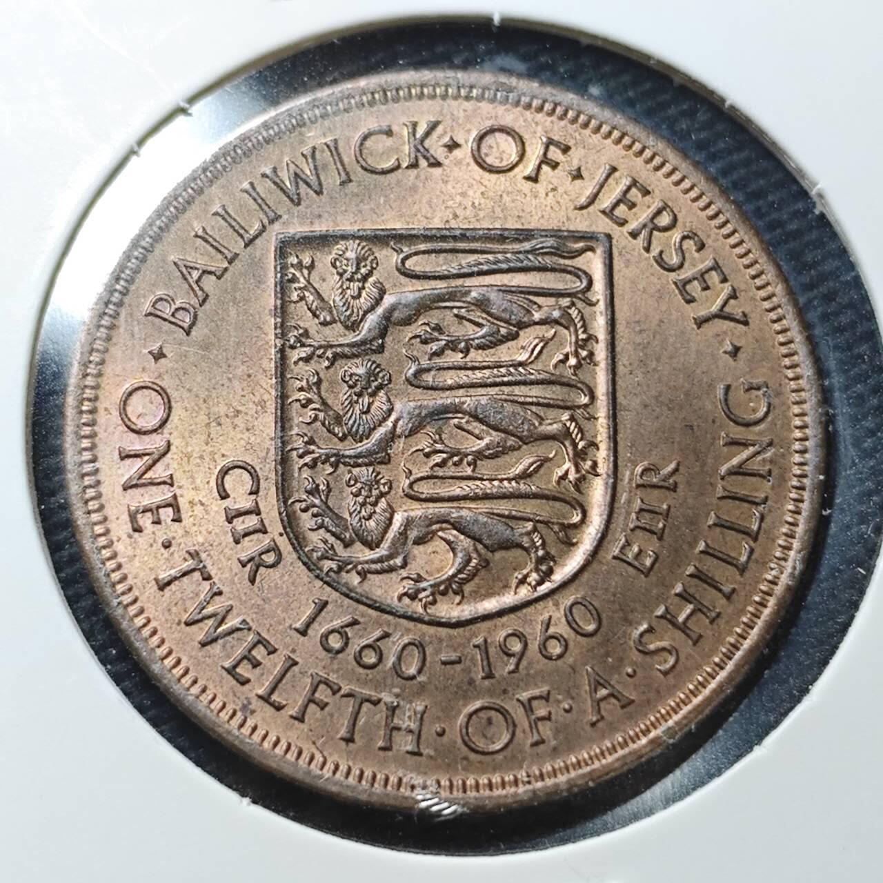KK钱币收藏小铺  第360场  2月预留时间 周末发货  1960泽西1/12先令纪念币