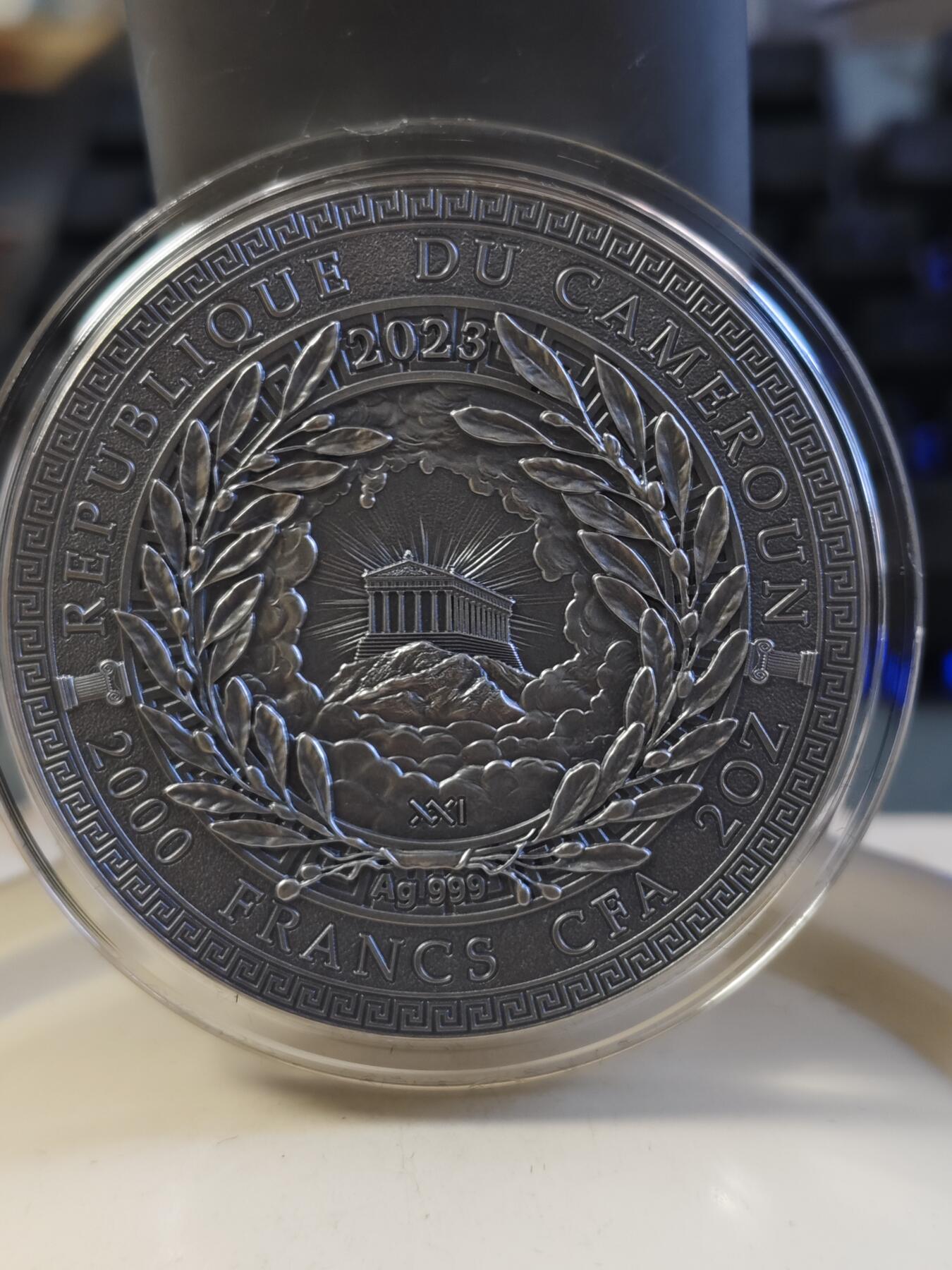 第180期拍卖【长期征集拍品】【北京币展专场】 喀麦隆2023年希腊神话生育女神得墨忒耳2盎司纪念银币，999银，发行500枚