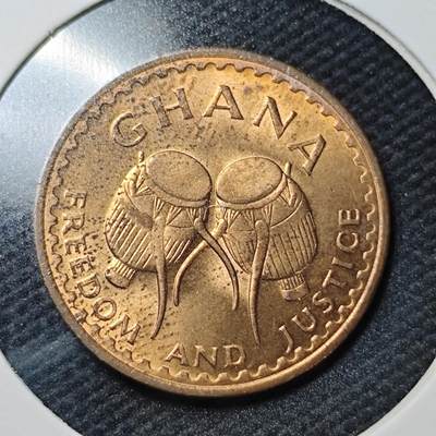 KK钱币收藏小铺  第361场  2月预留时间 周末发货 -  1967加纳1/2比塞瓦铜币 好品