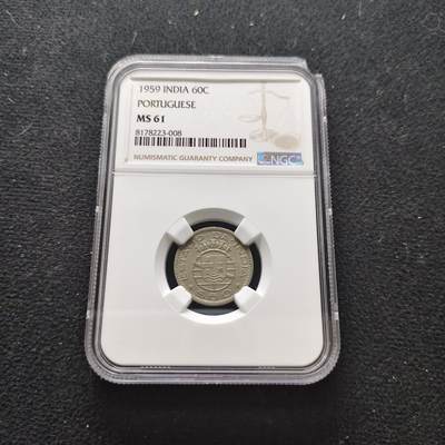 【全场包邮】纯粹捡漏拍473场（免费代拍第10场） - 葡属印度1959年60分-NGC MS61（MS少见，更高分仅19枚）