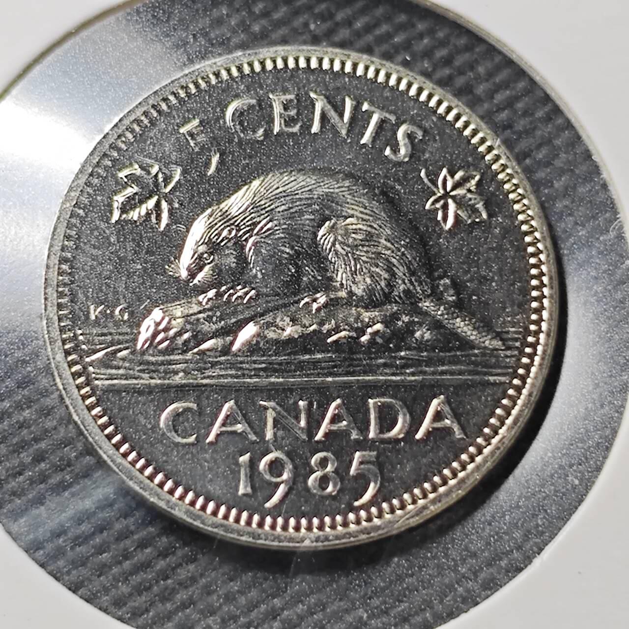 KK钱币收藏小铺  第361场  2月预留时间 周末发货  1985加拿大5分精制币