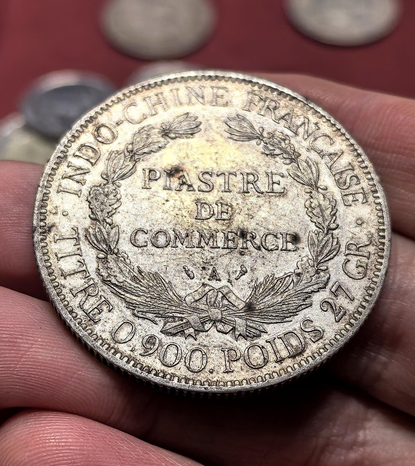 南宋泉阁俄币 外币 国币 专场第十八期 【送拍无额外佣金】 法国 1906年 法属印支1皮亚斯特银币 座洋 老包浆带底光 原味好品