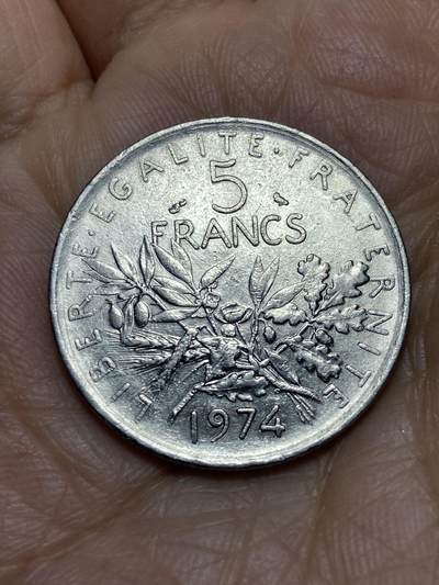2025年第一百一十九场(总第一百四十五场）外国好品散币(免佣金) - 法国🇫🇷1974年5法郎(猫头鹰标)