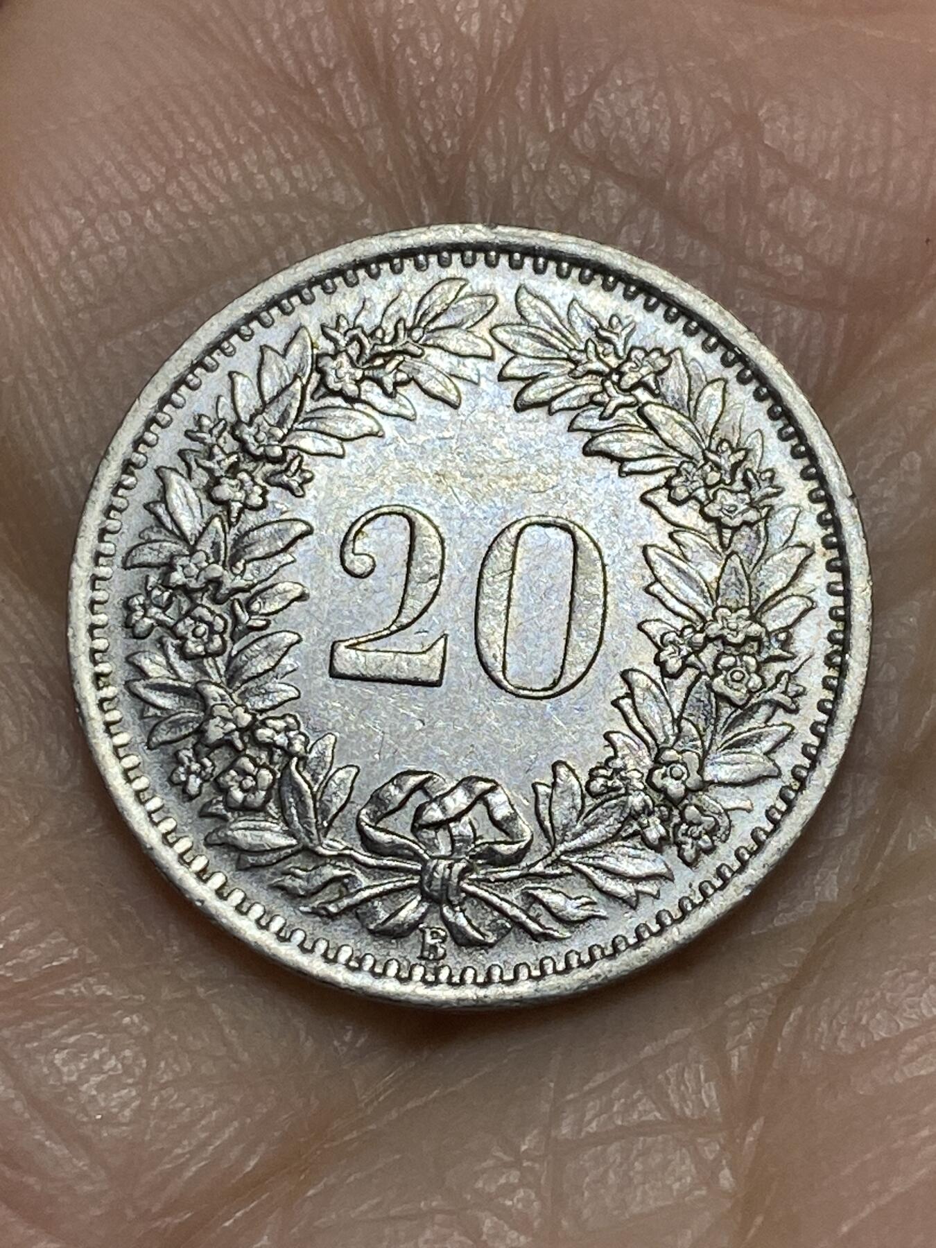 2025年第一百一十九场(总第一百四十五场）外国好品散币(免佣金) 瑞士🇨🇭1969年20分(B标伯尔尼造)