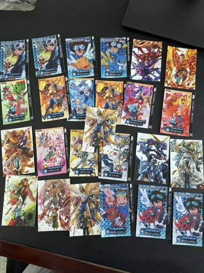 龙虎卡牌第六一场 （无佣金，取消满120元包邮，欢迎送拍） - 普卡25张不重复 数码宝贝（卡片弯曲，介意勿拍）