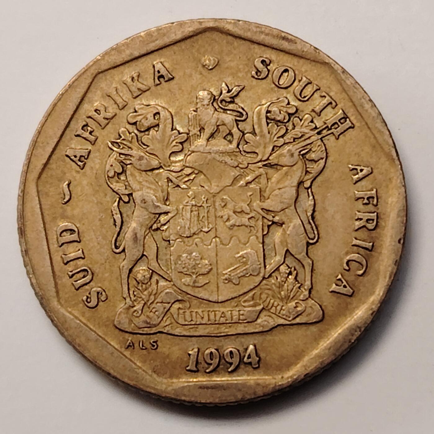 布加迪🐬～世界钱币(上海)🌾第 255 期 /  各国套币和散币 南非🇿🇦 1994年 50分