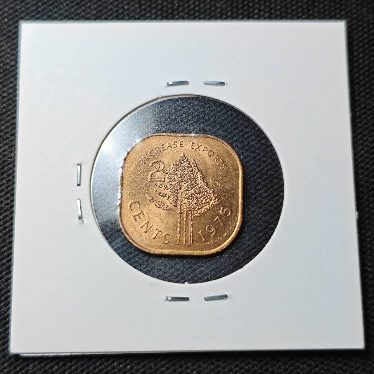 KK钱币收藏小铺  第361场  2月预留时间 周末发货  1975斯威士兰2分铜币 好品