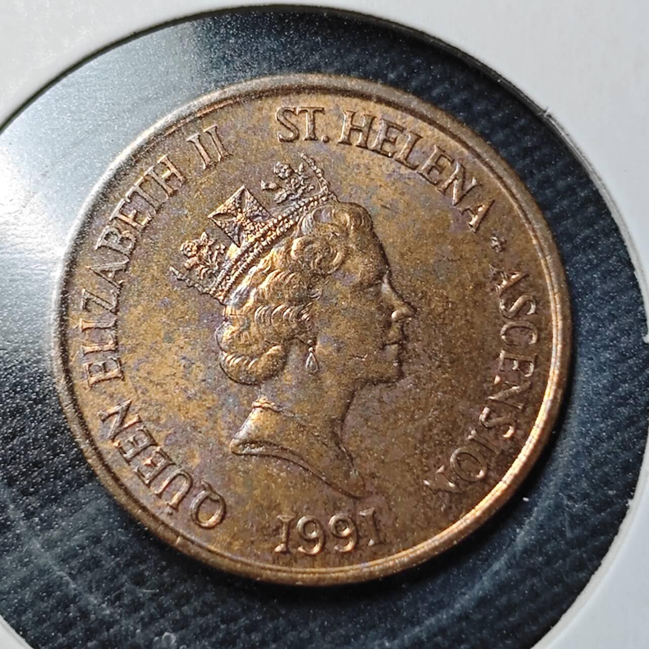 KK钱币收藏小铺  第361场  2月预留时间 周末发货  1991英属阿森松1便士铜币