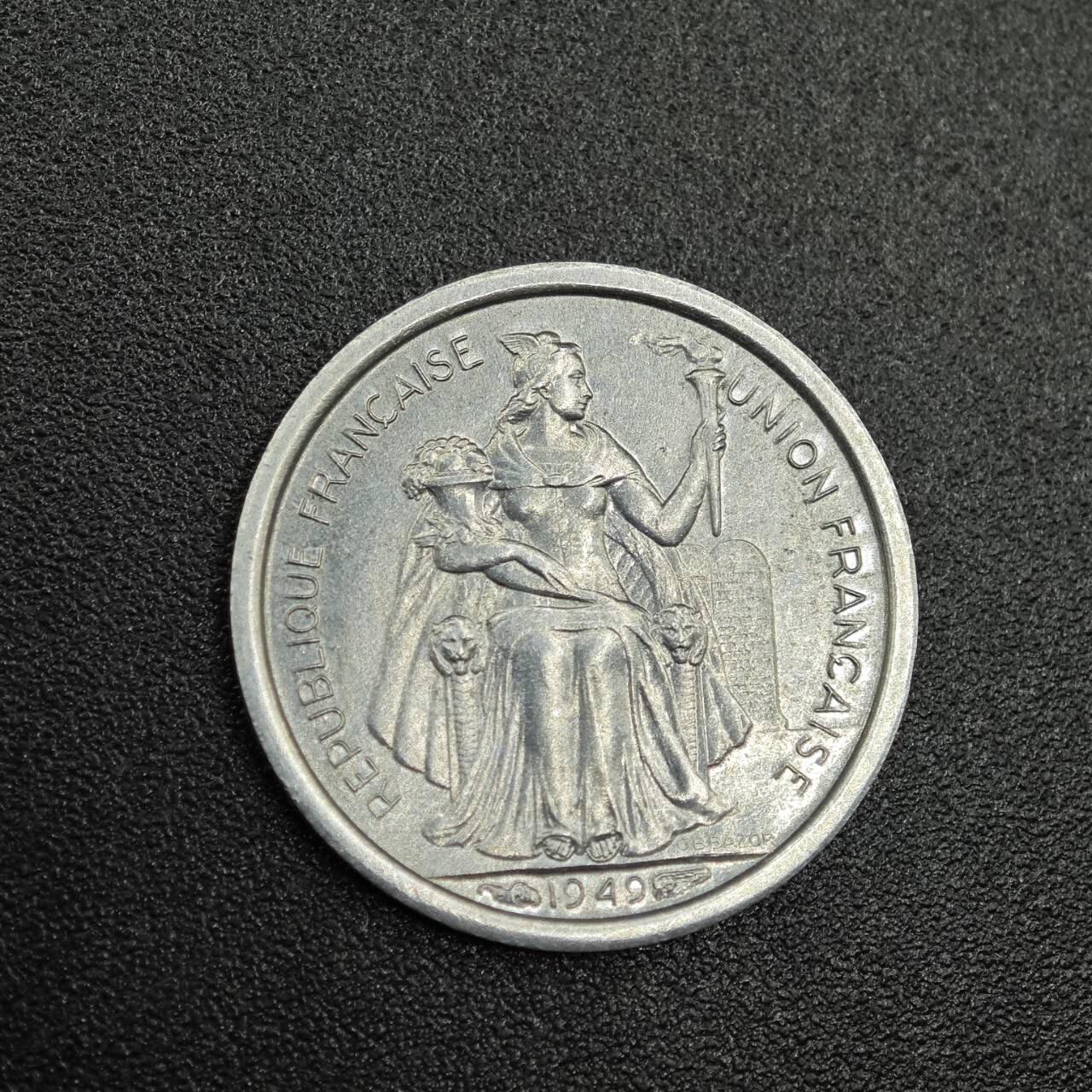 【淘币小摊】实时拍第七百七十九拍   散币场   满百包邮可预留二周 每周一统一发货   法属大洋洲1949年50分铝币