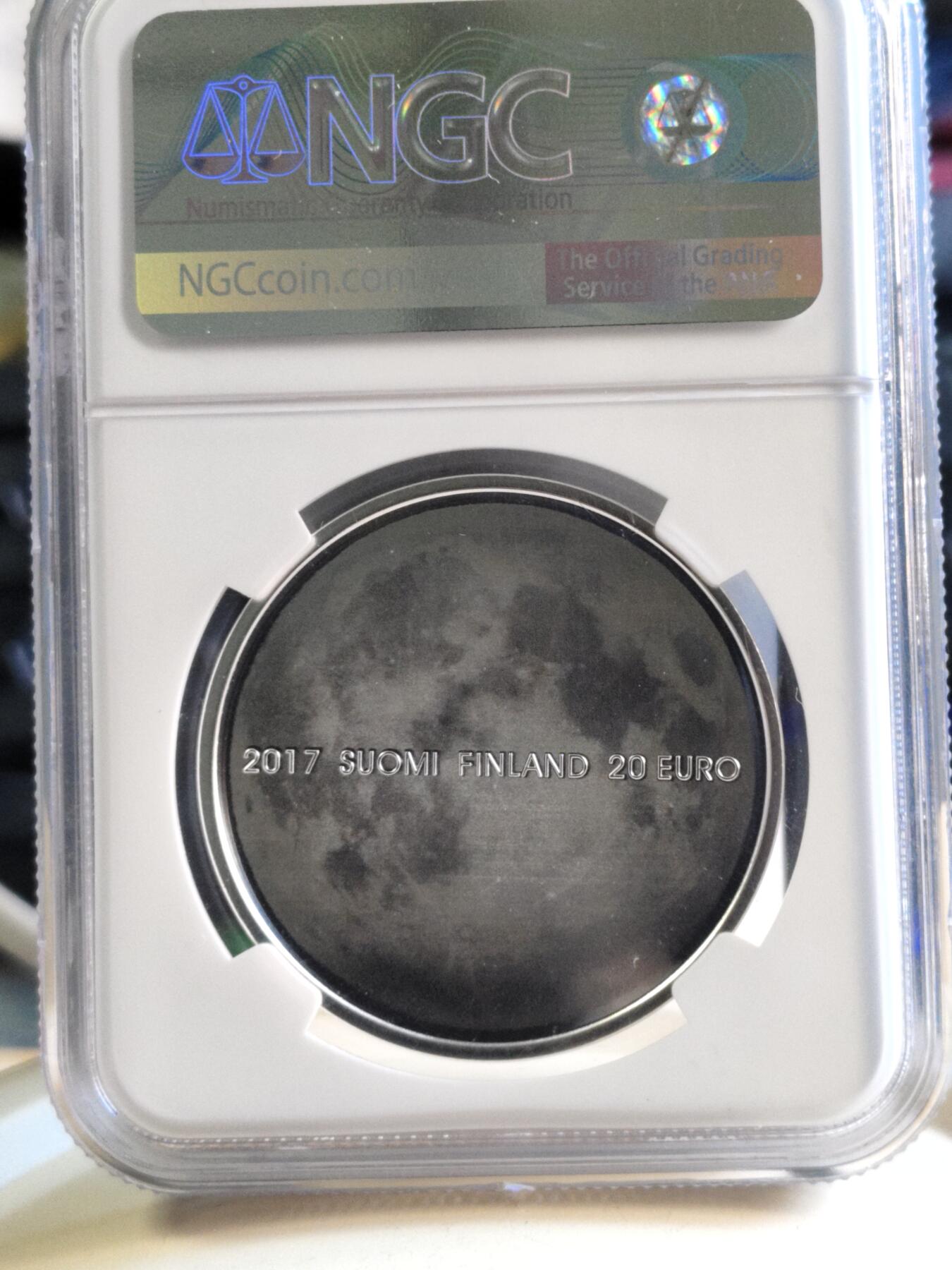 第180期拍卖【长期征集拍品】【北京币展专场】 获奖芬兰2017年自然系列乌鸦20欧NGC69精制银币925银25.5克直径38.6毫米