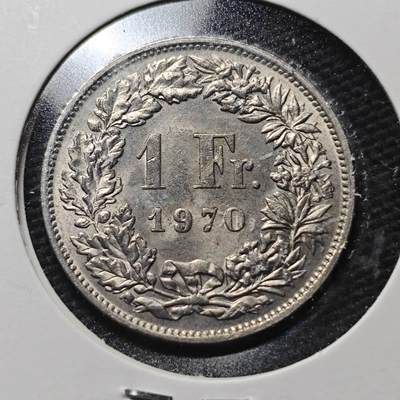 KK钱币收藏小铺  第360场  2月预留时间 周末发货 -  1970瑞士1法郎好品