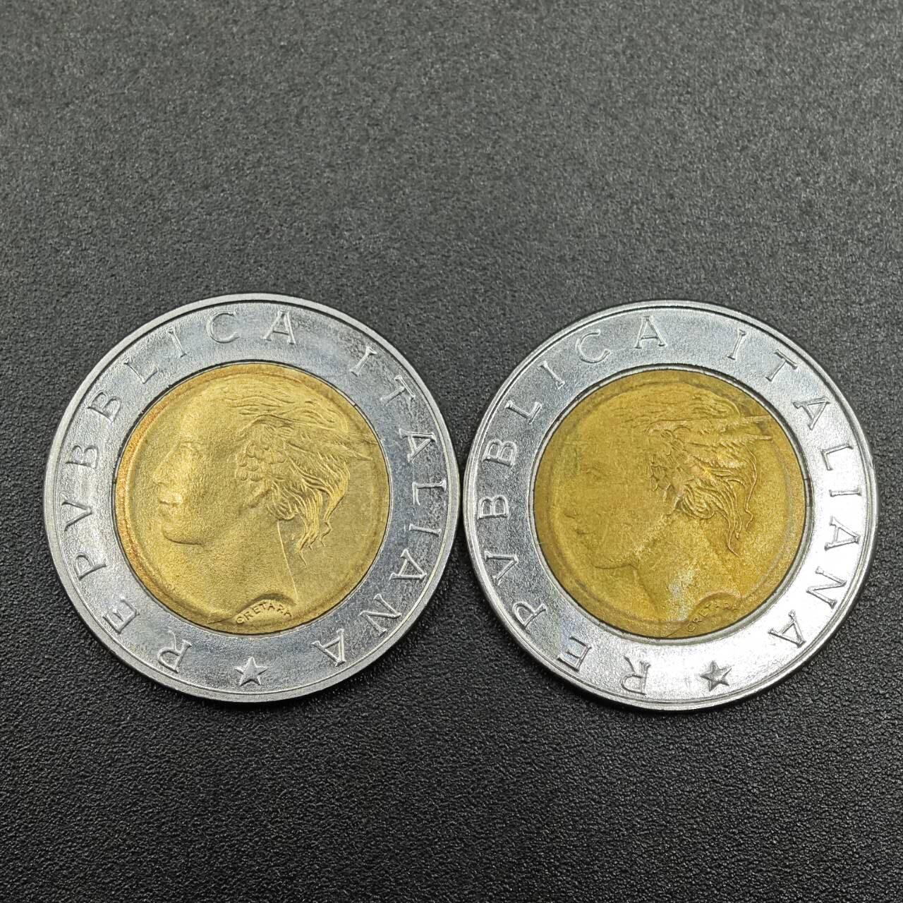 【淘币小摊】实时拍第七百七十九拍   散币场   满百包邮可预留二周 每周一统一发货   意大利1994年500里拉纪念币2枚