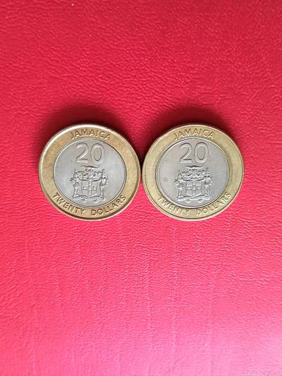 【云涧收藏】第七十五场 - 牙买加20元2枚，UNC