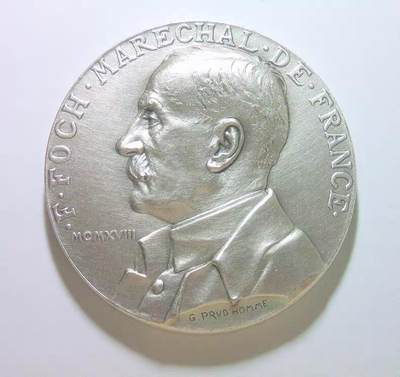 【艺术】法国艺术大章 一战法国福煦元帅 高浮雕精制超大镀银章 68MM厚6MM 196克 - 【艺术】法国艺术大章 一战法国福煦元帅 高浮雕精制超大镀银章 68MM厚6MM 196克