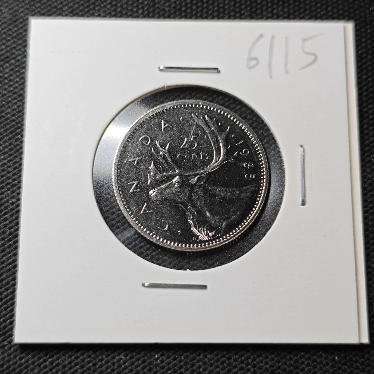 KK钱币收藏小铺  第361场  2月预留时间 周末发货 1985 加拿大25分精制币