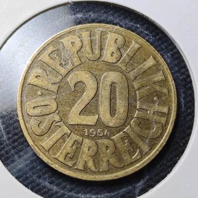 KK钱币收藏小铺  第361场  2月预留时间 周末发货 -  1954奥地利20格罗申铜币