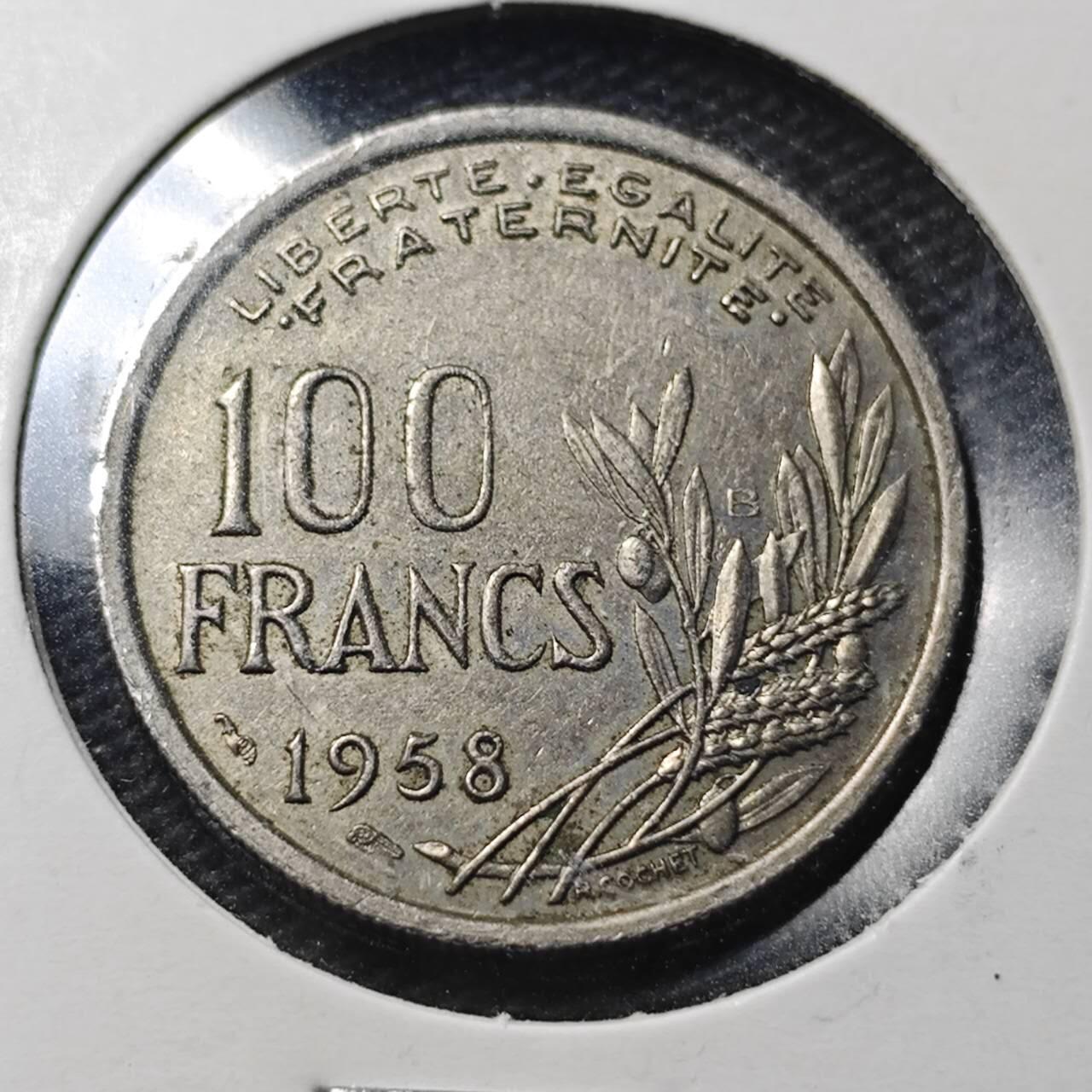 KK钱币收藏小铺  第360场  2月预留时间 周末发货  1958法国100法郎 火炬女神