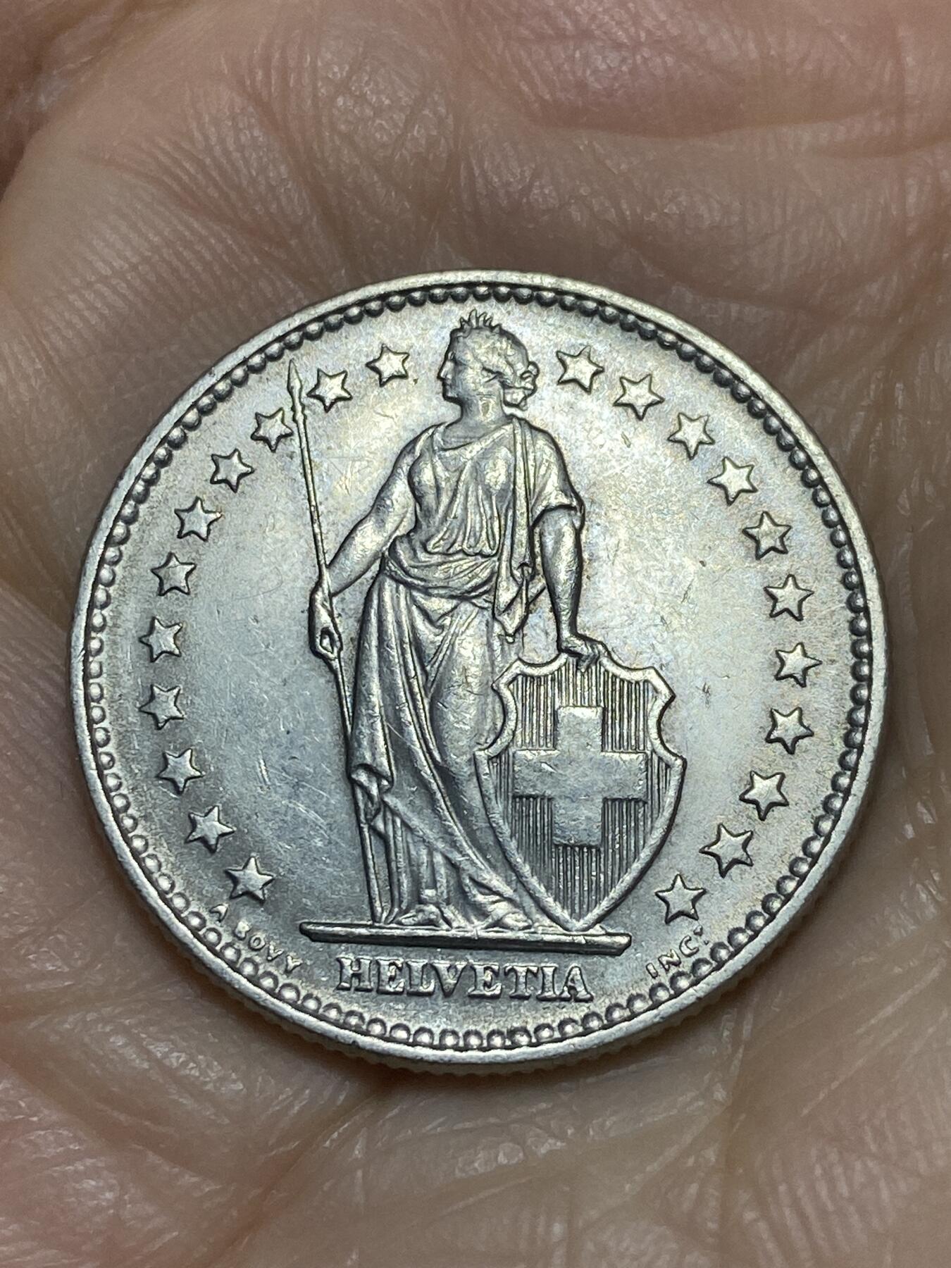 2025年第一百一十九场(总第一百四十五场）外国好品散币(免佣金) 瑞士🇨🇭1969年2法郎(B标伯尔尼造)