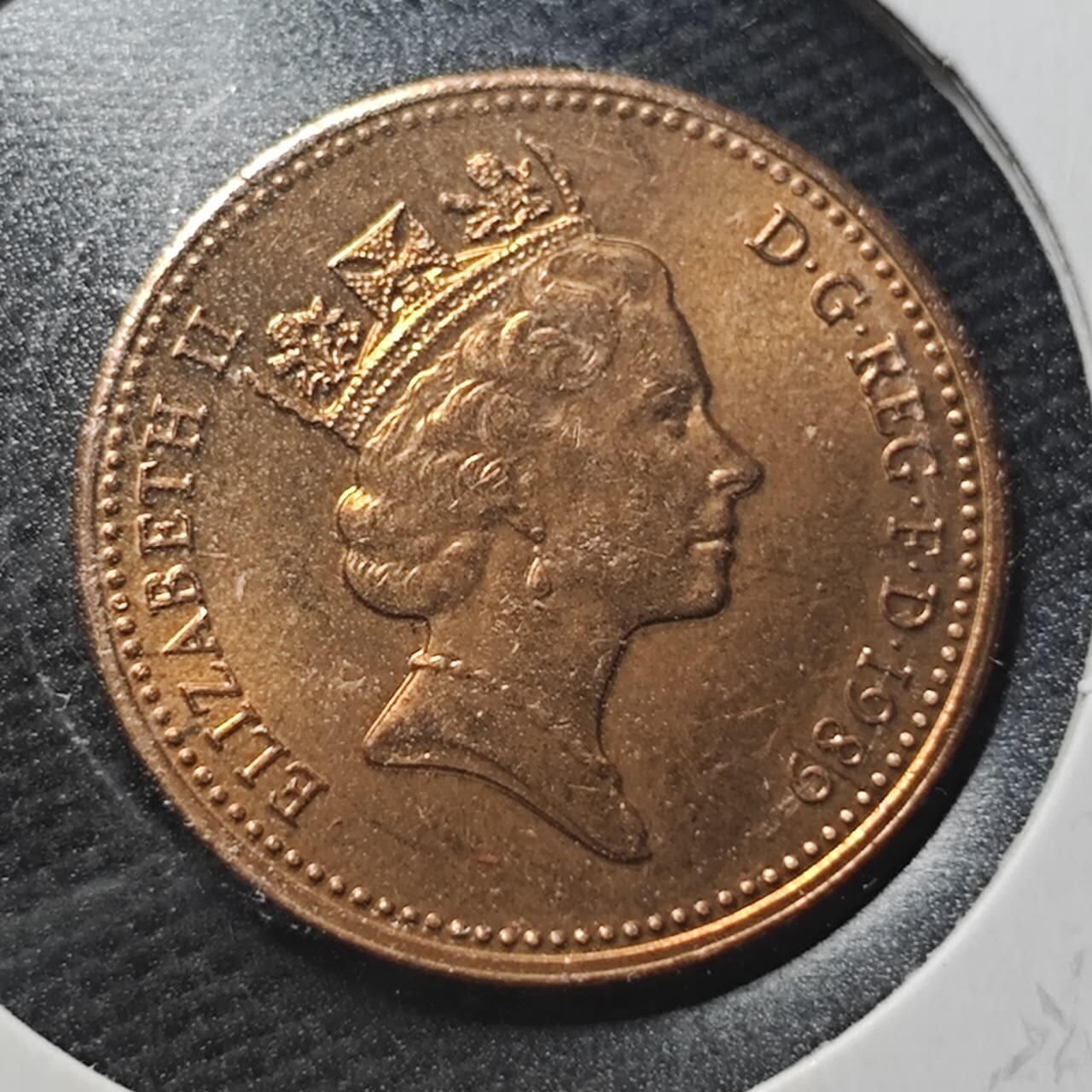 KK钱币收藏小铺  第360场  2月预留时间 周末发货  1989英国1便士铜币 好品