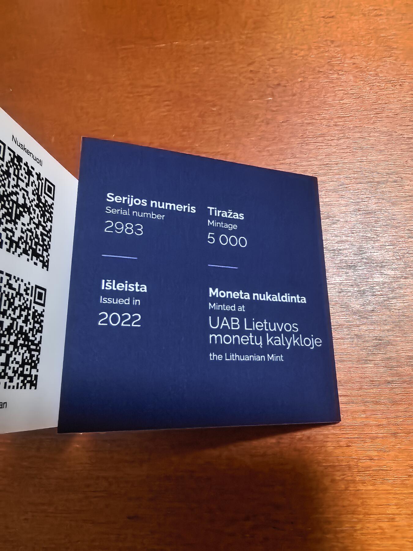 长老汇蛇年精选第六十九场拍卖 2022立陶宛乌克兰为自由而战10欧元彩色地图精制银币，23.3克925银，盒证全，5000枚