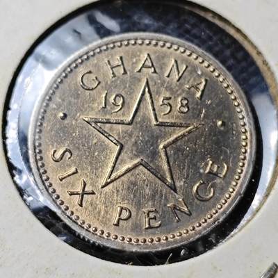 KK钱币收藏小铺  第362场  2月预留时间 周末发货 - 1958加纳6便士