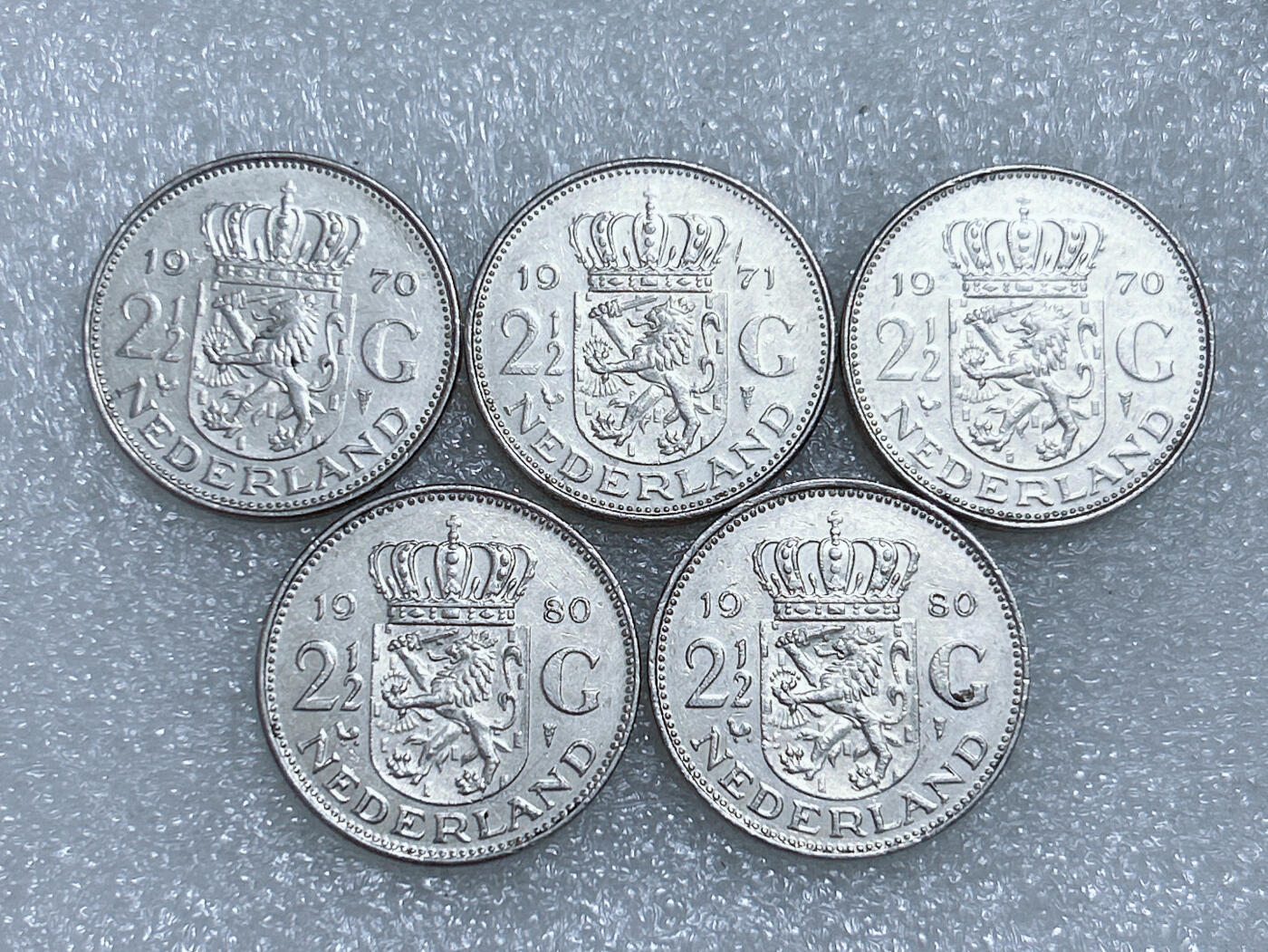 第一海外回流一元起拍收藏 散集专场  第260期 荷兰2.5盾硬币 朱丽安娜 5枚