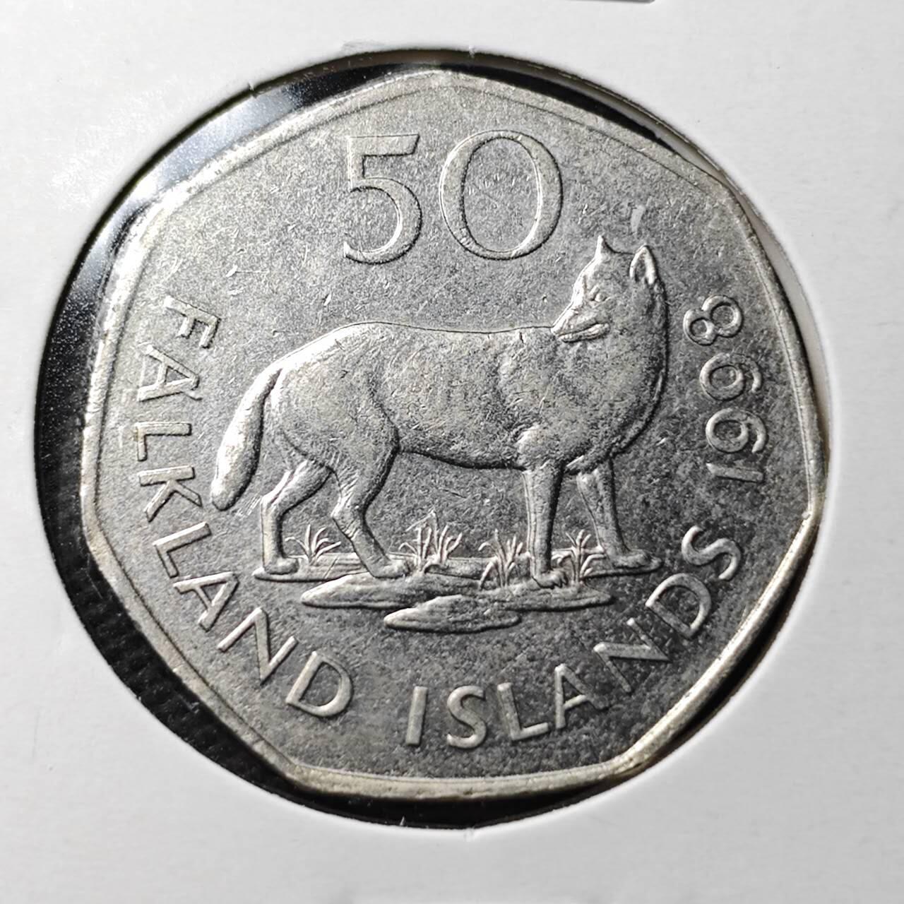 KK钱币收藏小铺  第361场  2月预留时间 周末发货  1998福克兰群岛50分
