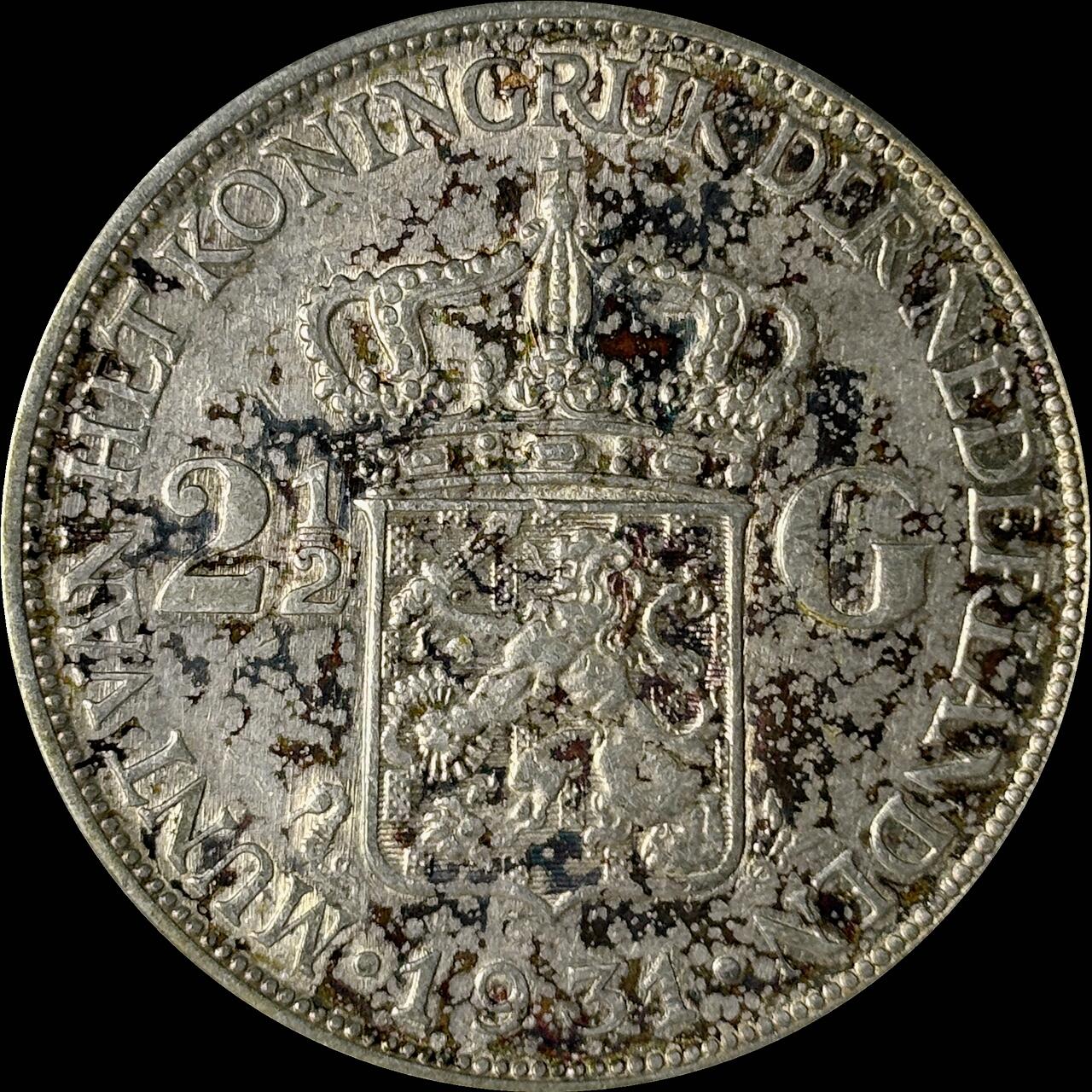 【雨安】【世界币章112-113期】周五/周六 两场连拍 2025-10-31 周五 19:30 保真 8秒倒数自动落锤 高效拍卖  [裸币各国] Netherlands 荷兰 王国 2.5盾 1931年 威廉明娜