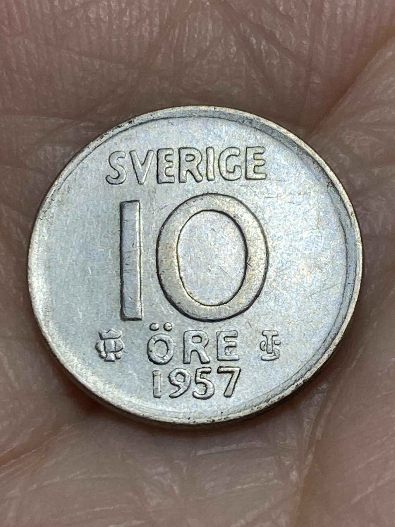 2025年第一百二十场(总第一百四十六场）外国好品散币(免佣金) 瑞典🇸🇪1957年10欧尔银币(古斯塔夫六世第一版，前期，TS标)