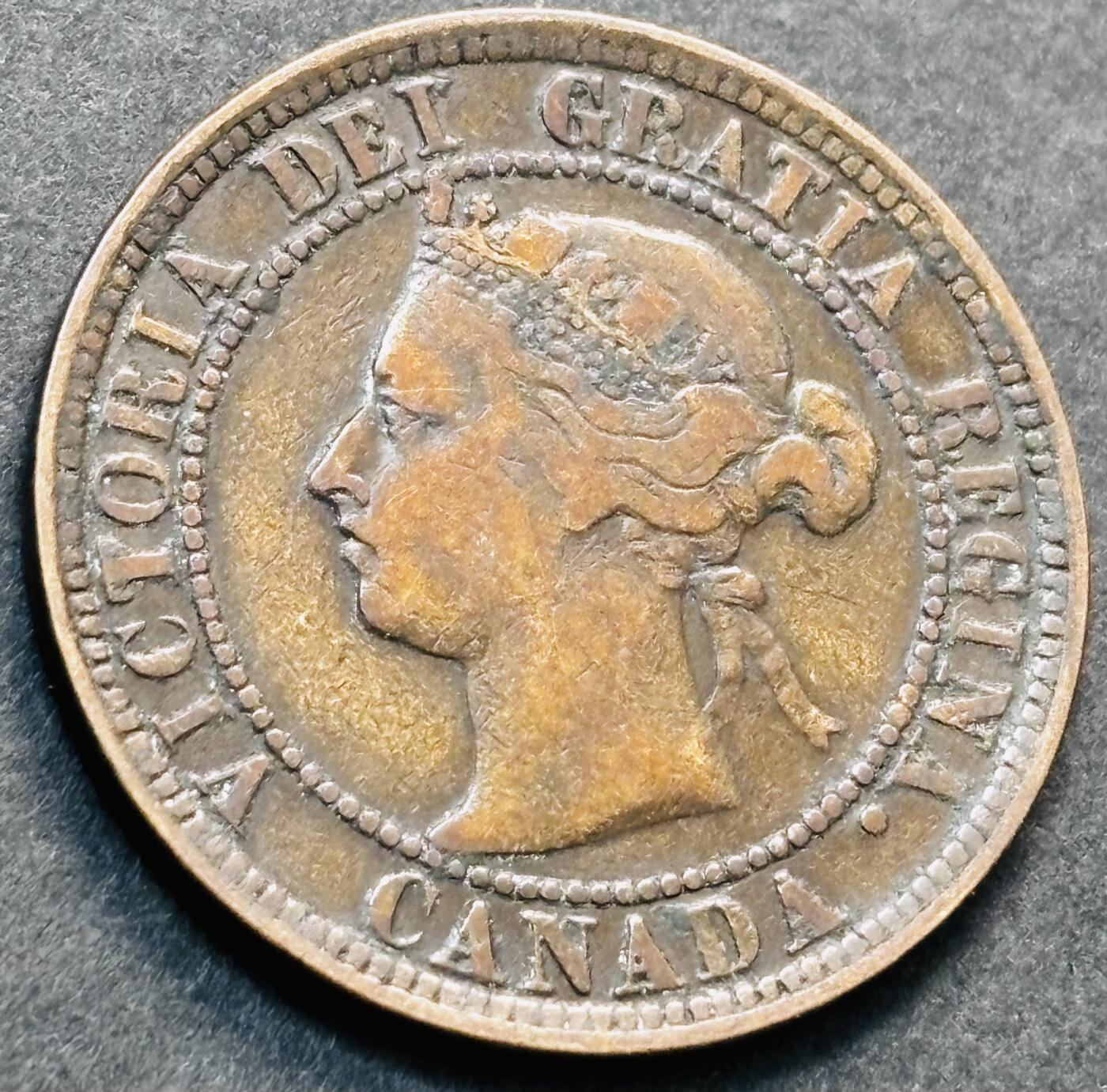 文馨钱币收藏第 278 场，银元，纸币，铜章场 长期接收代拍品 少见美品 1887 年英属加拿大维多利亚时期一分铜币 克书价贵，在国外买品相差的也要几十一个了