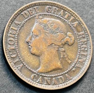 文馨钱币收藏第 278 场，银元，纸币，铜章场 长期接收代拍品 - 少见美品 1887 年英属加拿大维多利亚时期一分铜币 克书价贵，在国外买品相差的也要几十一个了