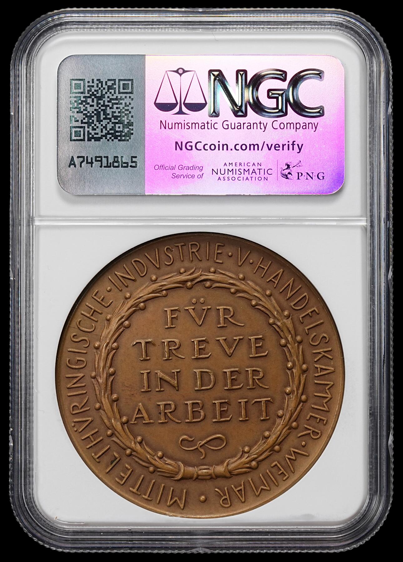 修遠堂世界钱币第九十一期 NGC MS64BN 魏玛政府时期-图林根景观大铜章 大名家卡尔歌茨作品