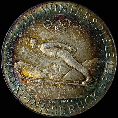 【雨安】【世界币章112-113期】周五/周六 两场连拍 2025-10-31 周五 19:30 保真 8秒倒数自动落锤 高效拍卖  - [裸币各国] Austria 奥地利 50先令 1964年 奥运会