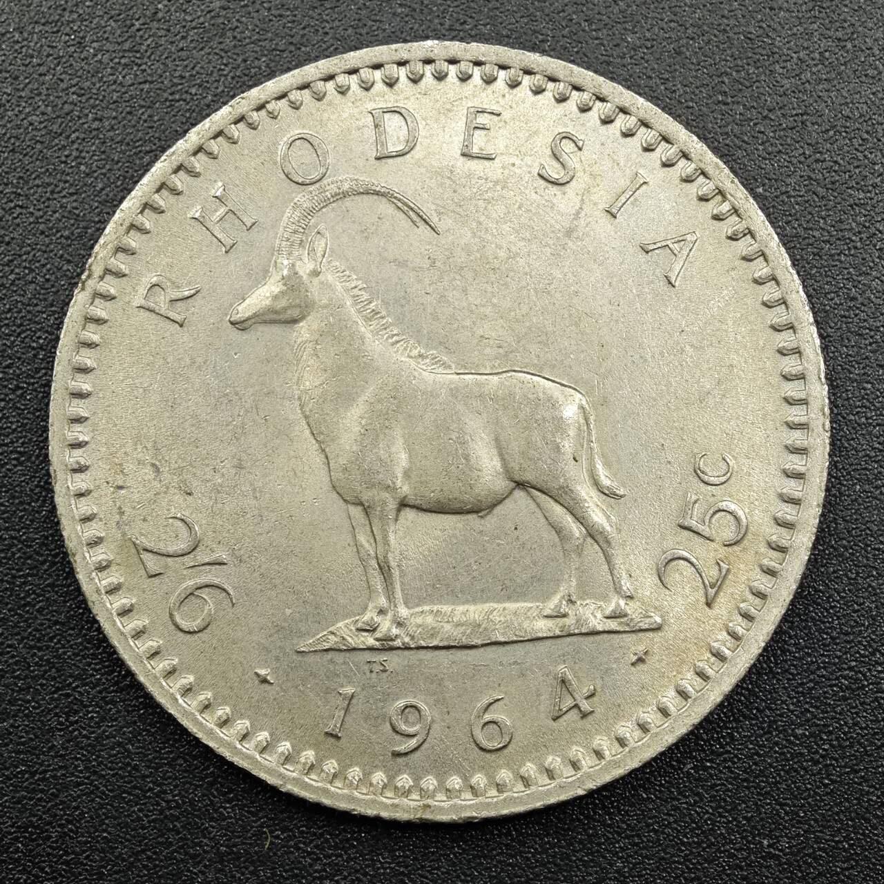 【淘币小摊】实时拍第七百八十一拍   散币场   满百包邮可预留二周 每周一统一发货   罗德西亚1964年25分镍币