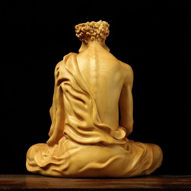 听雨轩（13） 黄杨木坐禅达摩祖师摆件木雕 9cm