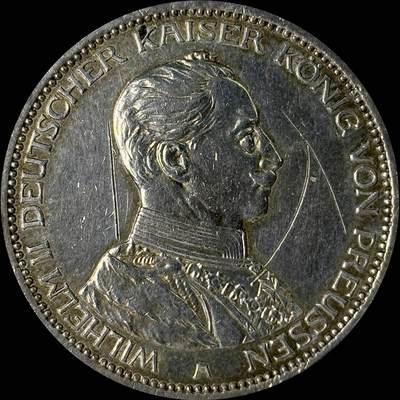 【雨安】【世界币章112-113期】周五/周六 两场连拍 2025-10-31 周五 19:30 保真 8秒倒数自动落锤 高效拍卖  - [裸币德国] Germany 德国 帝国 普鲁士 3马克 军装 1914年