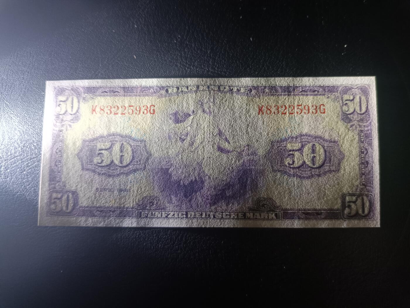 2025十一月第一期，总199期 德国1948版50马克AUNC无47，早期只有“纸币”字样的抬头，比后期版更加稀有，谷神，稀有的高面值