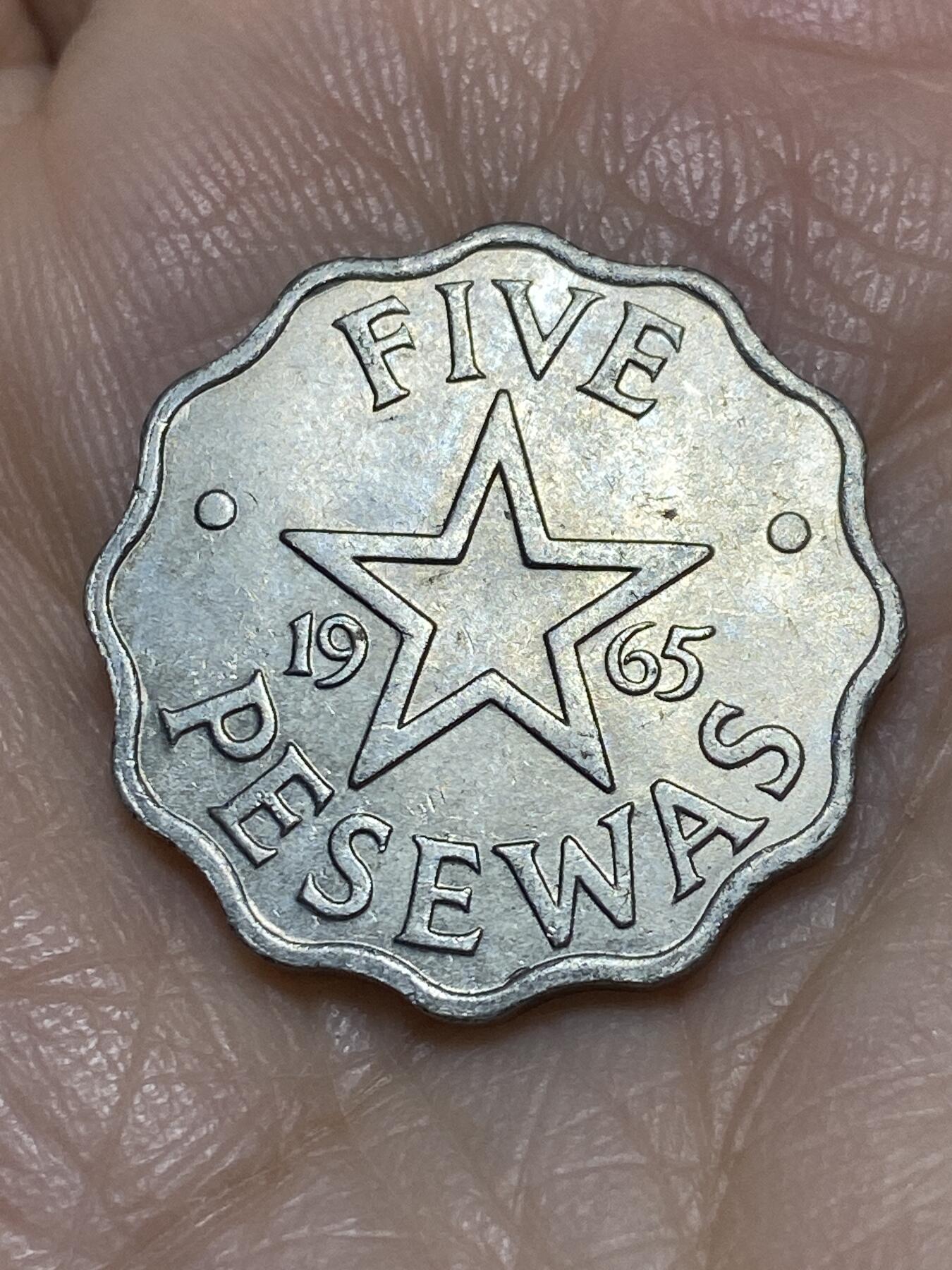 2025年第一百二十场(总第一百四十六场）外国好品散币(免佣金) 少见–加纳🇬🇭1965年5比塞瓦