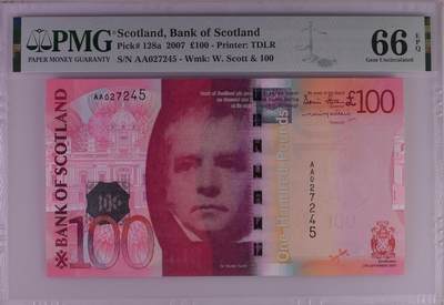 《艾美收藏》第218期-11.2周日外币荟萃 - 苏格兰2007年首发AA冠100镑最高值 Pick#128a