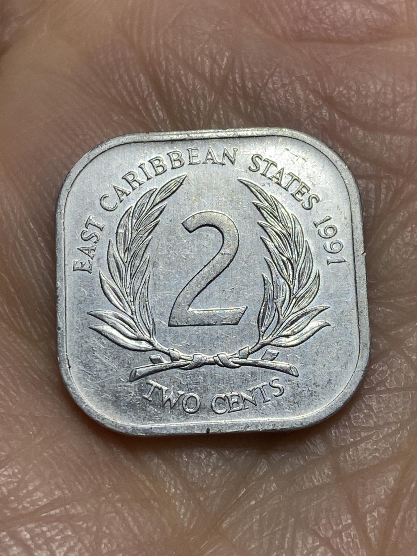 2025年第一百二十场(总第一百四十六场）外国好品散币(免佣金) 东加勒比1991年2分(伊丽莎白二世中年花冠)