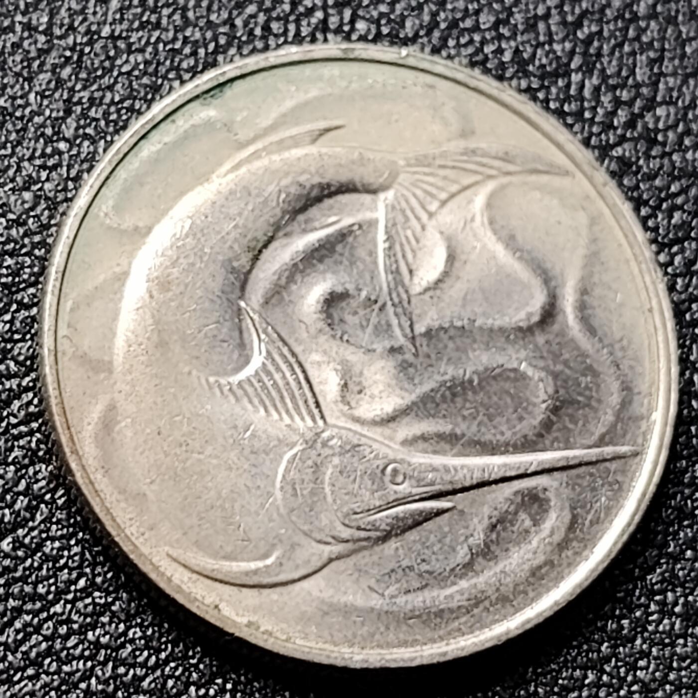 泉币菌-第120场-精品福利场 高币值 1981年 新加坡20分 海洋动物-剑鱼 24mm 