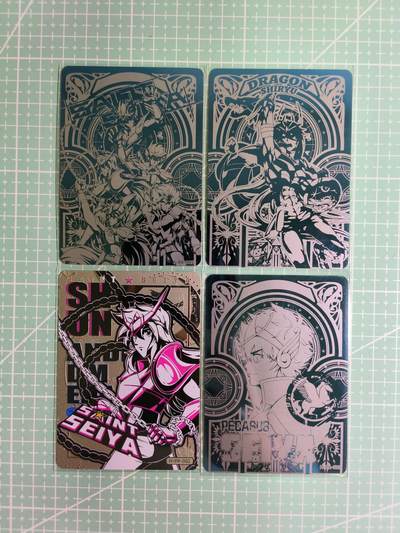 C先生卡牌 第15期 元集纪·刷子签·罐儿签·毒瘤签(持续收拍品中...) - 【金属卡】阿里鱼《圣斗士星矢》彩钢幻影4张(黑背)