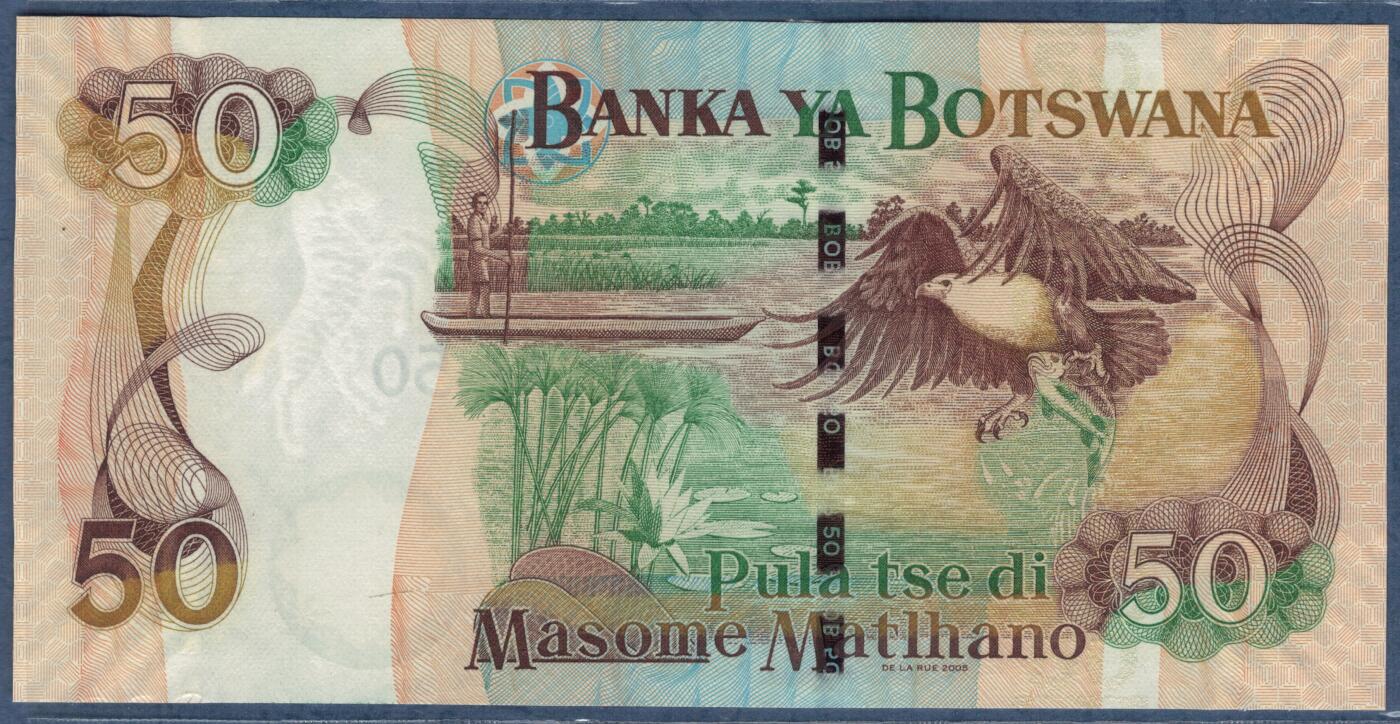 博茨瓦纳2005年50普拉 数三 PLR印 实物图 UNC