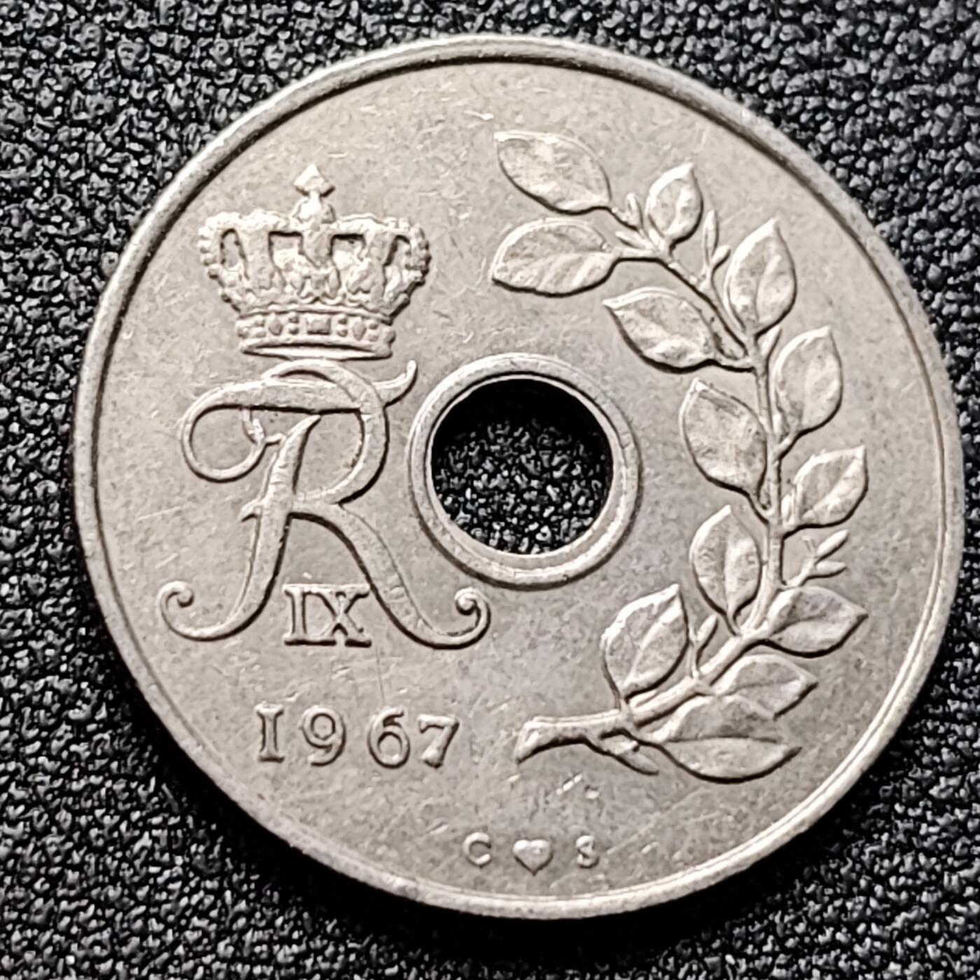 泉币菌-第121场-精品福利场 丹麦25欧尔 费雷德里克九世 早期王冠花枝