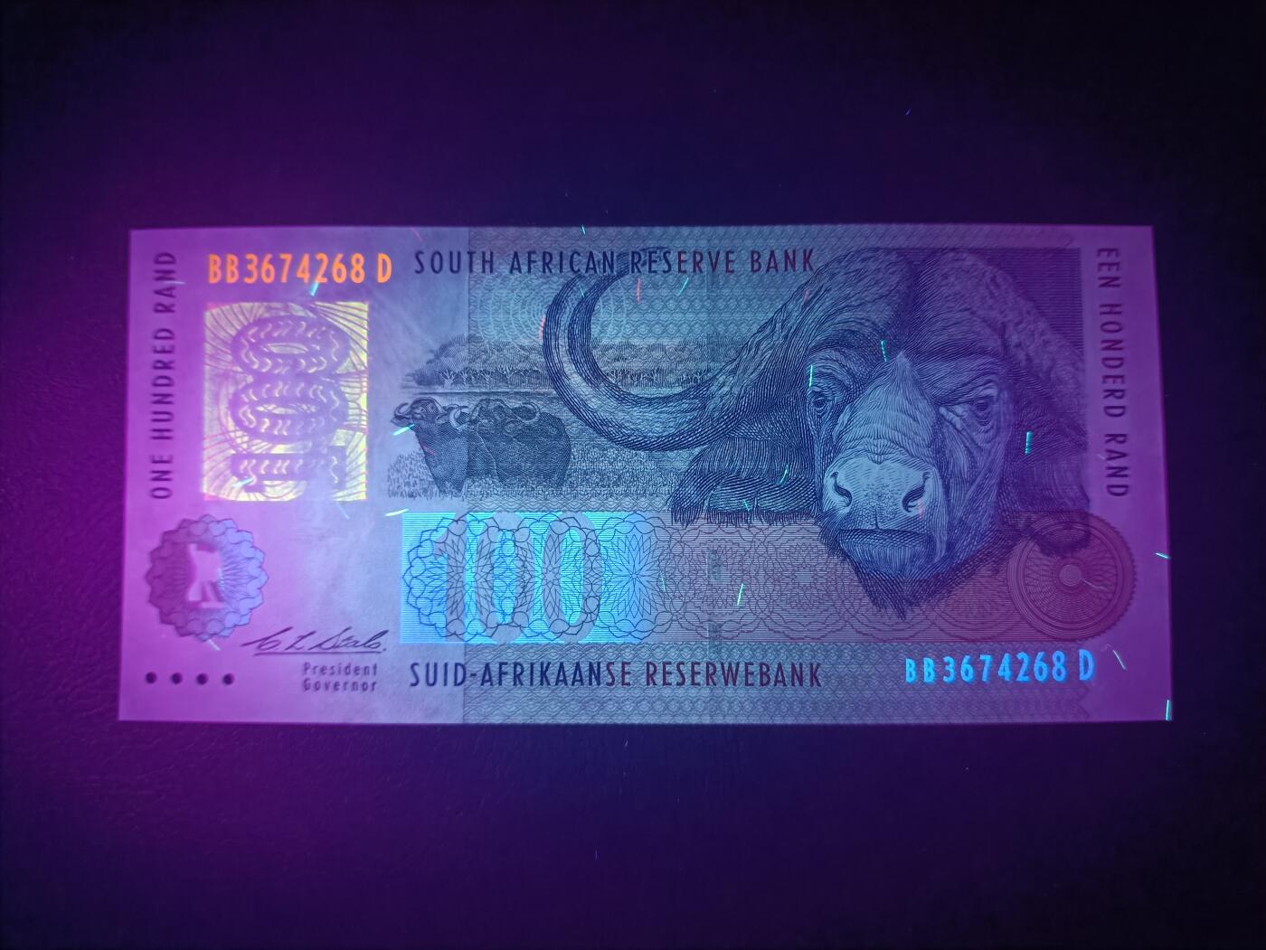 2025十一月第一期，总199期 南非1994年100兰特UNC-，少见首签首年份，非洲野牛和斑马迁徙