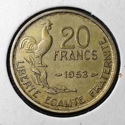 KK钱币收藏小铺  第362场  2月预留时间 周末发货 -  1953法国20法郎