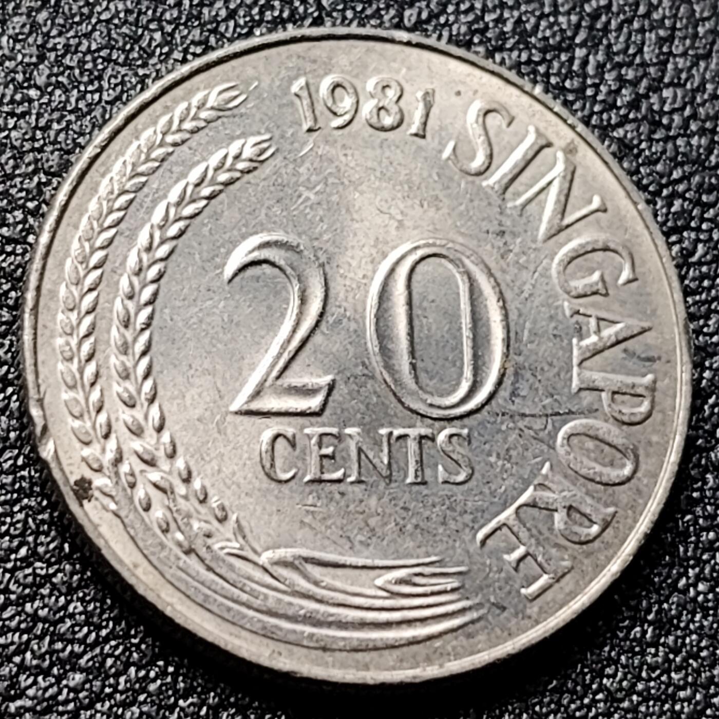 泉币菌-第120场-精品福利场 高币值 1981年 新加坡20分 海洋动物-剑鱼 24mm 