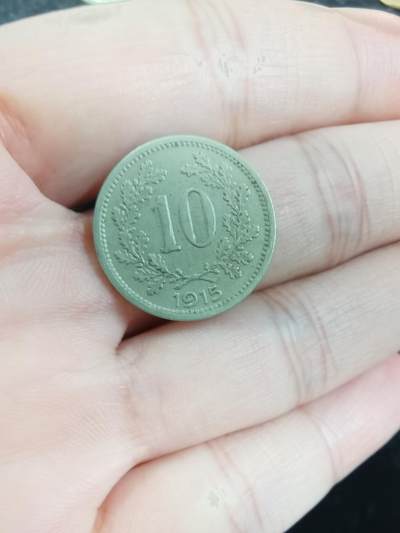 奥地利10赫勒铜镍锌币，1915年，双头鹰图案，铜镍锌材质，重3.0克，直径19.0毫米 - 奥地利10赫勒铜镍锌币，1915年，双头鹰图案，铜镍锌材质，重3.0克，直径19.0毫米
