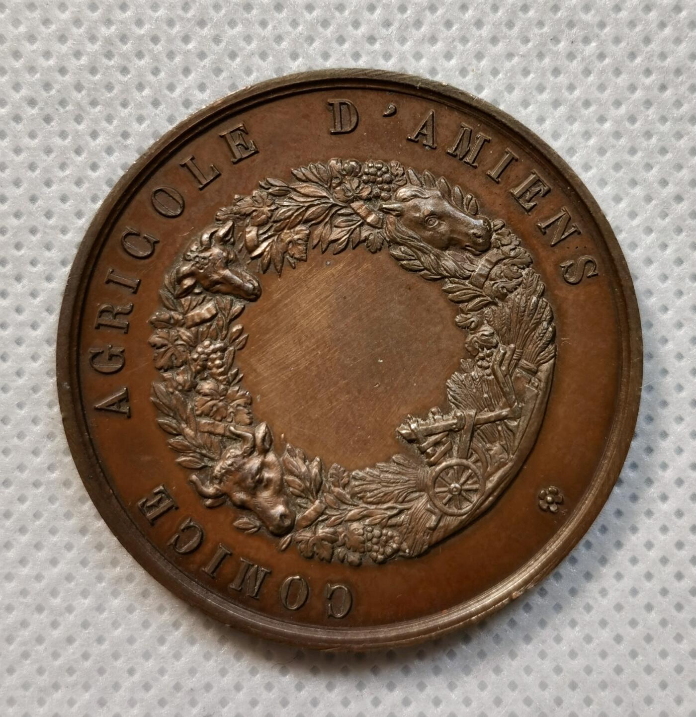 甄臻铺-世界币章拍卖（第37期），送拍享返佣金等优惠多多 法国铜章 手指边铭 状态安逸