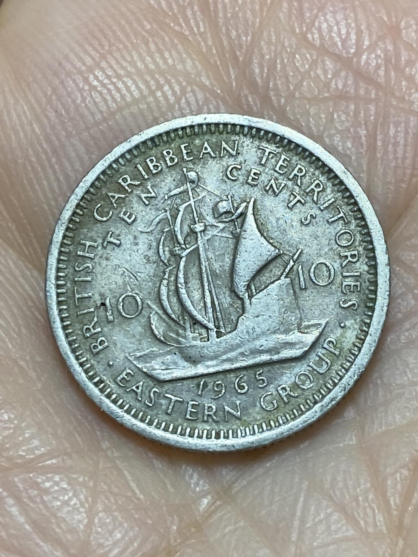 2025年第一百二十场(总第一百四十六场）外国好品散币(免佣金) 英属加勒比领地1965年10分(伊丽莎白二世青年带冠)